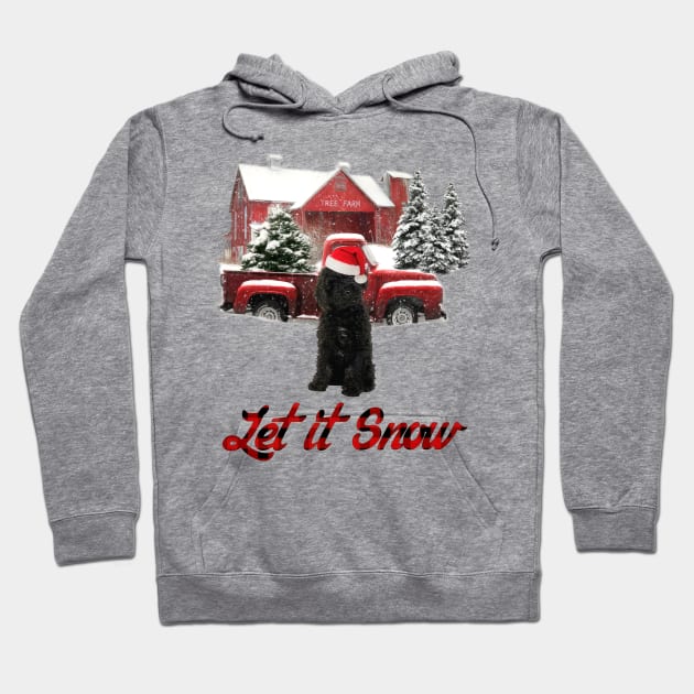 Black Labradoodle Let It Snow Tree Farm Red Truck Christmas Hoodie by Brodrick Arlette Store